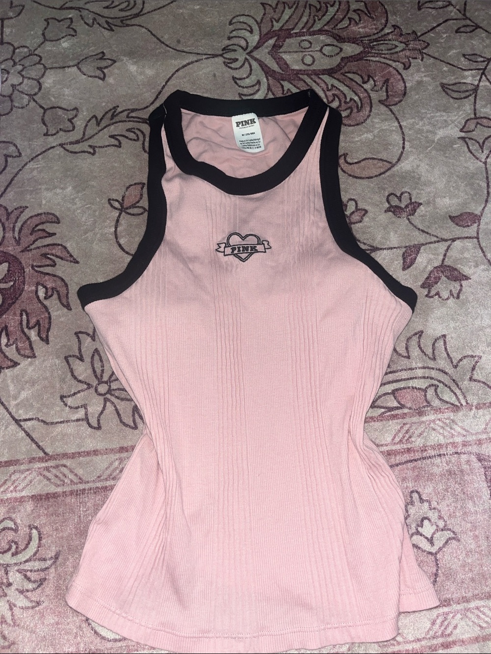 PINK Victoria's Secret Pink Ribbed Tank with Black Trim